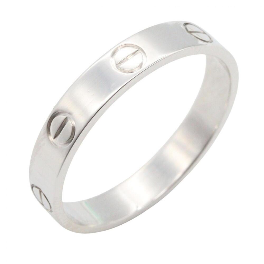 Cartier Mini Love Ring, 18K White Gold (18KWG), Silver Tone, B4085100 (Men's/...